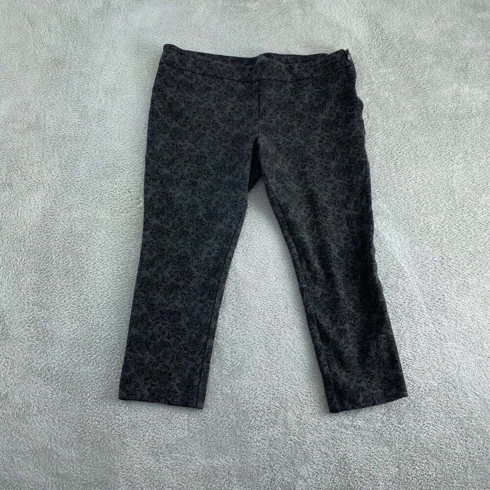 Ann Taylor Factory Dark Charcoal Floral Cropped Pants